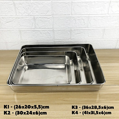 khay inox 304 sâu chữ nhật hàng dầy cao cấp ( nhiều size lựa chọn )