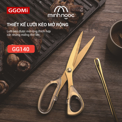 Kéo GGomi GG140 / GG141 nhà bếp cao cấp,đa năng,lưỡi thép phủ chống dính Titan, tay cầm nhựa Acrylic