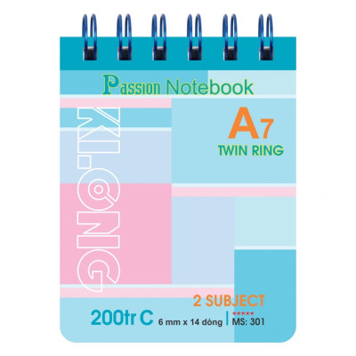 Sổ lỗ kép Klong A7 200tr Bìa Nhựa KLONG; MS: 301