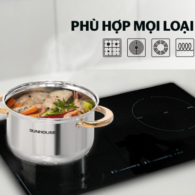 Bộ nồi chảo inox 5 đáy Sunhouse SHG789 - Hàng Chính Hãng