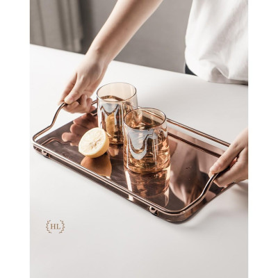 KHAY INOX BÊ ĐỒ | KHAY BÌNH CỐC THỦY TINH ĐỂ ĐỒ DECOR INOX | KHAY INOX PHONG CÁCH RETRO SANG CHẢNH 2021