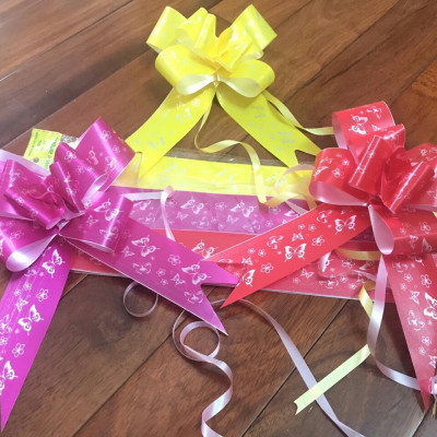 100 Nơ rút size 5cm trang trí giỏ quà hộp quà lễ tiệc cưới hỏi( trộn nhiều màu )