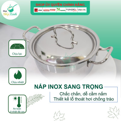 Bộ Nồi Chảo 3 Đáy Inox 430 Fivestar Standard nắp inox FS08C , tặng 1 vá canh