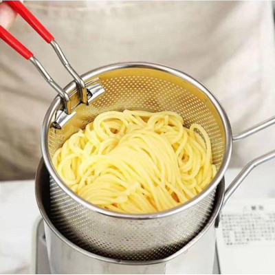 Nồi Chiên Nhúng Ngập Dầu Inox 304, Bộ Nồi Kèm Rổ Lọc Dầu 2 IN 1 Không Gỉ