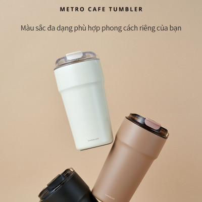 Ly giữ nhiệt 500ml LocknLock màu đen LHC4357BLK Metro Cafe Tumbler, Hàng chính hãng, Thép 304 không gỉ, có dây đeo tay - JoyMall