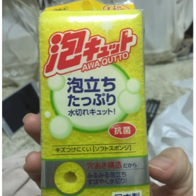 Combo 2 mút rửa xoong nồi 2 mặt thô & mịn cao cấp + giá đựng có núm hít chân không - made in Japan