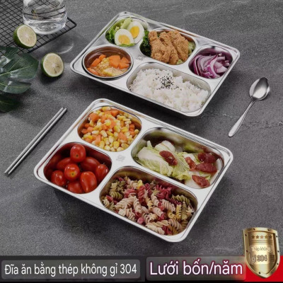 COMBO 5 BỘ KHAY CƠM INOX 5 NGĂN SÂU LÒNG INOX 304 ( TÙY CHỌN NẮP )