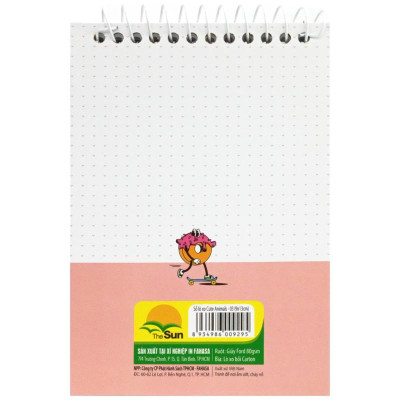 Sổ Lò Xo Teen Không Kẻ Có Chấm 80gsm - Cute Animals - The Sun 03 - Màu Hồng