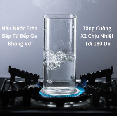 Ly thủy tinh vuông trong suốt uống nước cute chịu nhiệt  pha cafe sinh tố, Cốc thủy tinh vuông dễ thương cocktail