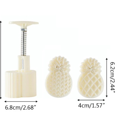 Combo Khuôn Nén Lò Xo Làm Bánh Trung Thu,Khuôn Nhấn Làm Bánh Dứa 2 Mặt 50gr (Mẫu 2 Quả Dứa) - Hàng Chính Hãng MINIIN