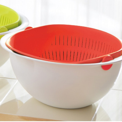 Rổ nhựa đa năng 2 lớp Kokubo, có thể quay 360 độ giúp rau củ ráo nước một cách nhanh chóng mà không bị dập nát hay rơi vãi ra ngoài - nội địa Nhật Bản 