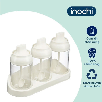 Bộ 3 hộp gia vị Tritan Yoko - Chính Hãng inochi Tiêu chuẩn nhật bản dễ dàng vệ sinh và sử dụng.