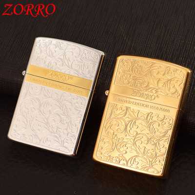 Vỏ Hột Quẹt Bật Lửa Xăng Đá Zorro Z92067 Thiết Kế Đẹp Độc Lạ - Dùng Xăng Bấc Đá Cao Cấp