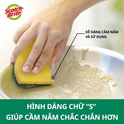 Gói 6 miếng rửa chén 2 mặt kháng khuẩn chống trầy Scotch-Brite 3M SB-MUTG6 - đa năng, 3 tác động làm sạch, độ bền cao, công nghệ độc quyền