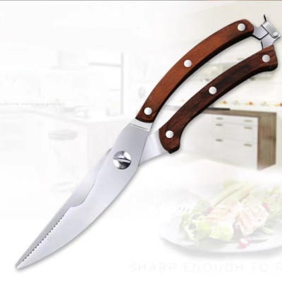 Kéo cắt gà và thịt đa năng inox có khóa gài cao cấp tặng kèm miếng lót nồi rửa bát silicol tiện lợi