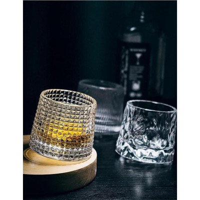 Bộ 6 cốc thủy tinh đế lồi xoay 360 độ phong cách Châu âu cực sang trọng ( giao vân ngẫu nhiên )