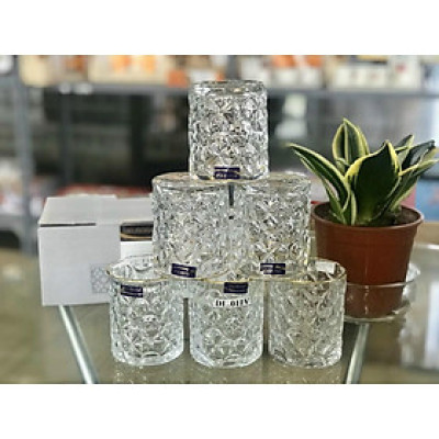 BỘ 6 CỐC THỦY TINH PHA LÊ VIỀN VÀNG 350ML DL 011V CAO CẤP