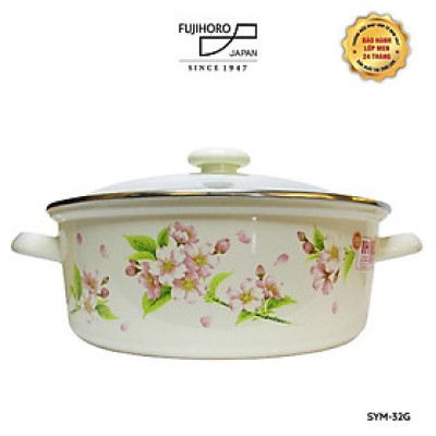 Nồi Fujihoro tráng men SYM-32G (nắp thủy tinh) 4L (đào hồng) -  Phân phối bởi CTCP ABMA VN Showroom 52 Hoàng Diệu, Q4