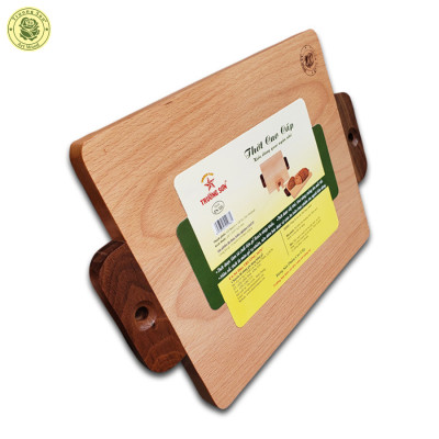 Thớt Gỗ Beech Chữ Nhật Quai Cầm Ngắn Dài 32.5, 39 cm  - Đồ Gỗ Nhà Bếp Thương Hiệu Trường Sơn