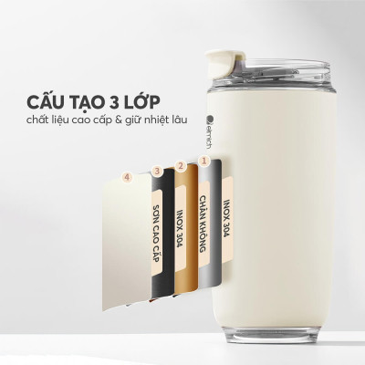 Ly giữ nhiệt inox 304 Elmich EL8300 dung tích 420ml, Hàng chính hãng, chống rò rỉ, nắp dạng bật - JoyMall