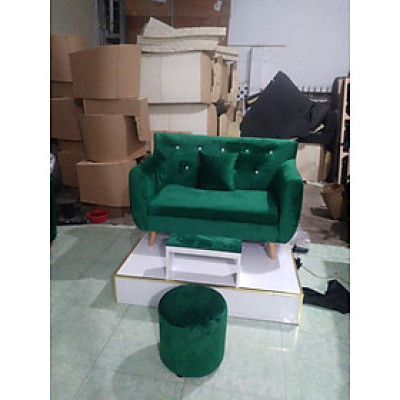 Bộ ghế nail Juno Sofa 1m2 bao gồm kệ chân và đôn nhân viên