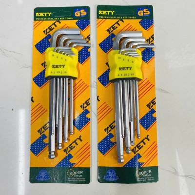 Bộ Lục Giác Thép Nâu Đầu Bi 9 Cây Chữ L 1.5-10mm , Chất liệu thép CR-V6150 - Bộ lục giác Yeti