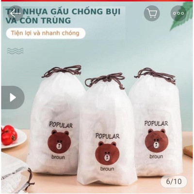 Túi 100 màng bọc thực phẩm, Có Chun Co Dãn Tái Sử Dụng Kèm Túi Gấu