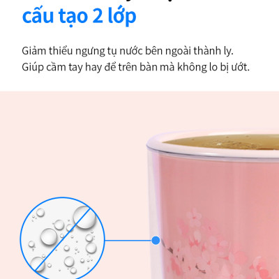 Ly nhựa LocknLock 2 lớp 750ml HAP522 720ml Anh Đào - Hàng chính hãng kèm ống hút, cách nhiệt tốt, miệng rộng - JoyMall