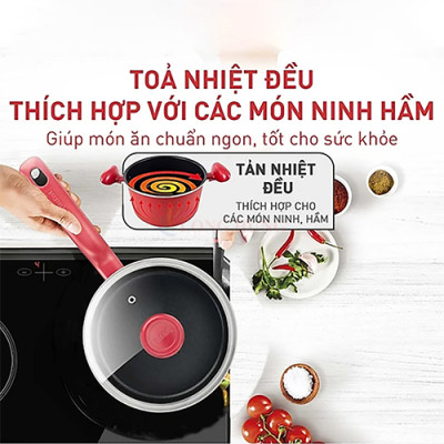Nồi cán dài/quánh cán dài chống dính đáy từ Tefal So Chef 18cm x 2.26L G1352395 - Hàng chính hãng