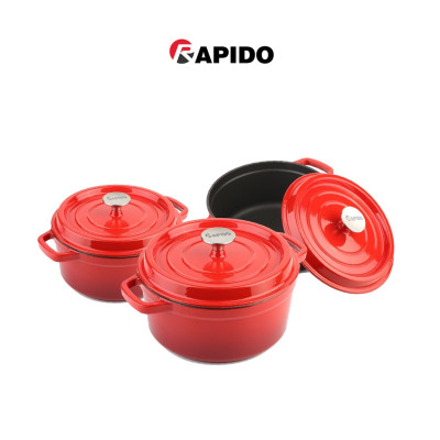 Nồi gang đúc tráng men Rapido cao cấp size 24cm phù hợp mọi loại bếp gia đình - Hàng chính hãng