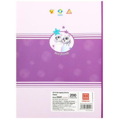 Combo 5 Tập Class Best Friend - 4 Ly Ngang 200 Trang 80gsm - Hồng Hà 0441 (Mẫu Màu Giao Ngẫu Nhiên)