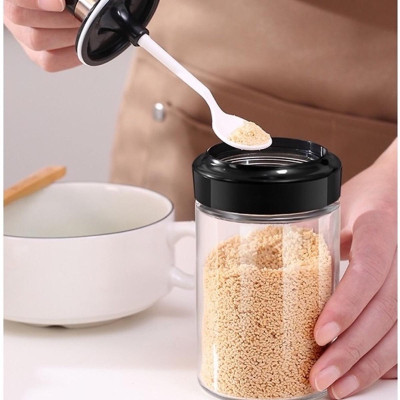 Lọ Đựng Gia Vị Có Thìa Thuỷ Tinh Hũ Gia Vị Kèm Nắp Và Thìa Dung Tích 250ml