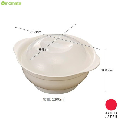 Combo bát tô dùng trong lò vi sóng 1.2L + hộp thực phẩm nắp mềm có quai 800ml - made in Japan