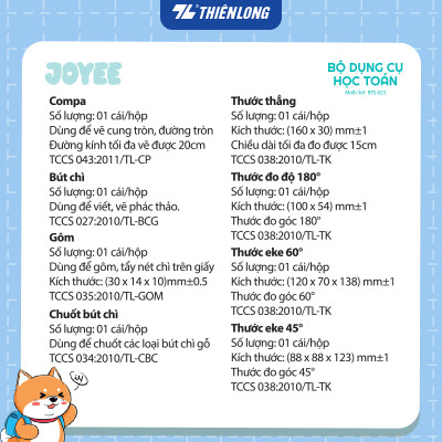 Bộ dụng cụ học Toán Thiên Long Joyee BTS-023 - 8 món