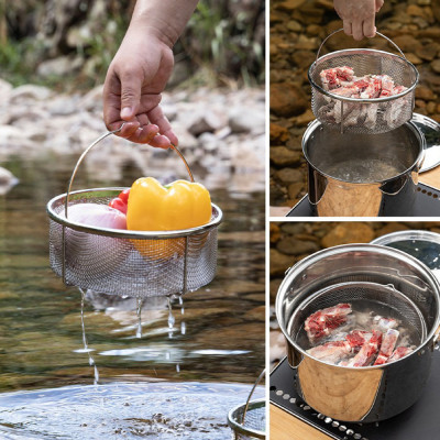 Giỏ thoát nước lớn/ Rổ rau thép không gỉ Campingmoon CC-22