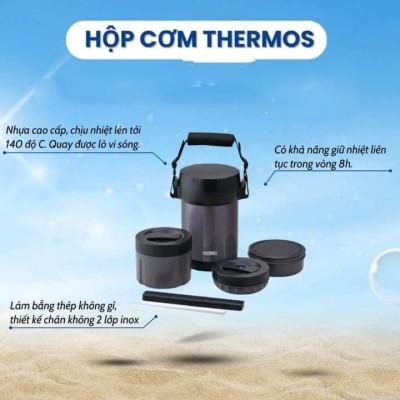 HỘP CƠM GIỮ NHIỆT 3 NGĂN THERMOS JBG-2000 NỘI ĐỊA NHẬT Hàng chính hãng