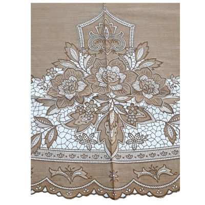 KHĂN TRẢI BÀN PAULEE FY116 TRÒN - ĐƯỜNG KÍNH 178 CM- HOA VĂN - MÀU NÂU -  KHÔNG THẤM NƯỚC.