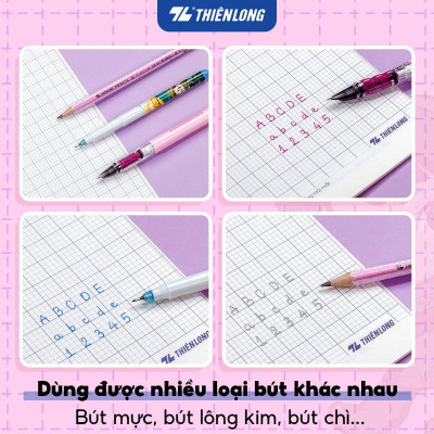 Combo 5/10 Tập học sinh chống lem 96 trang 4 ô ly vuông 2mm 120gsm Thiên Long NB-121/AK - PB Akooland - Mẫu ngẫu nhiên