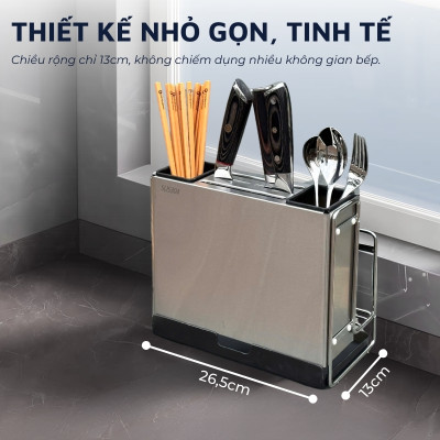 Kệ inox 304 DandiHome đựng dao thớt, đũa đa năng trong nhà bếp