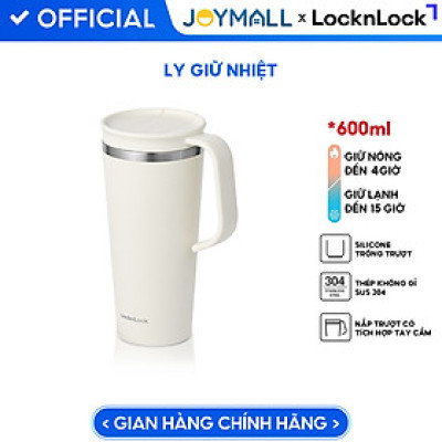 Ly giữ nhiệt LocknLock Daily Handle Tumbler màu ngà LHC4330IVY 600ml, Hàng chính hãng, nắp trượt tích hợp tay cầm - JoyMall