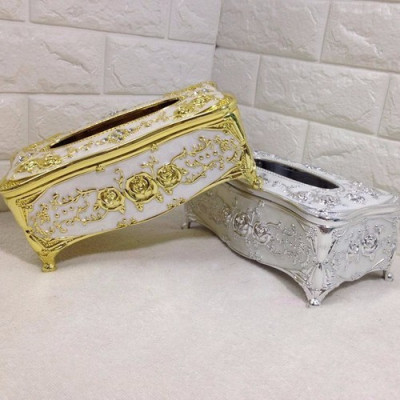 Hộp đựng giấy ăn mạ vàng, mạ bạc phong cách hoàng gia - giao màu ngẫu nhiên