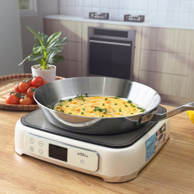 Chảo chiên rán inox 316 nguyên khối Hàn Quốc CIC68 size 20cm/24cm/26cm chống dịnh tự thân, đáy từ