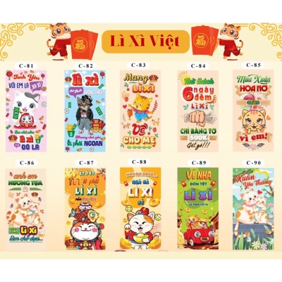 Combo 100 bao lì xì ì Tết  hàng đẹp nhiều mẫu mới , vô cùng xinh xắn và cute 