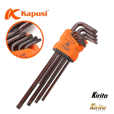 Bộ Lục Giác Thép Nâu Đầu Bi Hãng Kapusi Nhật Bản 9 Cây Chữ L 1.5-10mm, Chất liệu thép CR-V6150 k7408