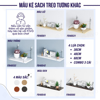 Kệ Treo Tường Trang Trí Decor FIVO Mã FB41 Chất Liệu Gỗ Chống Ẩm Dày 17mm, Tiết Kiệm Diện Tích, Đinh Âm Tường Chắc Chắn