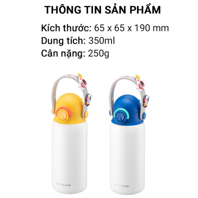 Bình giữ nhiệt Lock&Lock DIY Strap Tumbler 350ml màu xanh vàng LHC3283YEL - Hàng chính hãng, hoạ tiết dễ thương, đựng nước cho bé - JoyMall