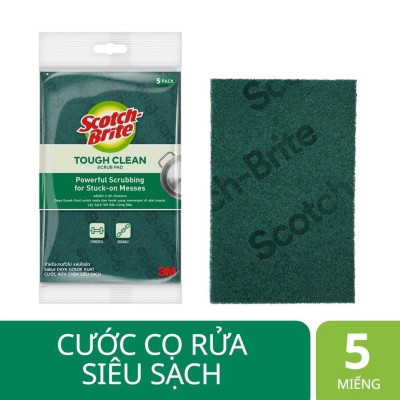  Gói 5 miếng cước rửa chén siêu sạch, sợi cước cao cấp loại lớn 150x100mm Scotch-Brite 3M SB-CRKM-G5 - đa năng, 3 tác động làm sạch, độ bền cao, công nghệ độc quyền