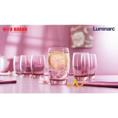 Ly Uống Nước Thủy Tinh Luminarc Salto Pink 350ML - J5385 - Bộ 6ly