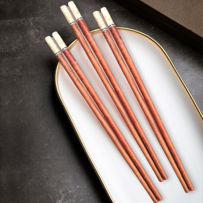 Bộ 10 & 20 đôi đũa ăn cao cấp đũa đẹp đũa sạch - Gỗ Trắc Khảm Ngọc Xà Cừ Cao Cấp