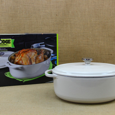 Nồi Gang Phủ Men Oval Lodge - Màu Trắng 6.6L